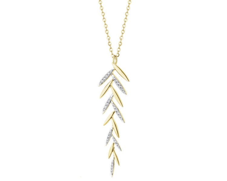 Naszyjnik z żółtego złota z brylantami - 0,17 ct - próba 585