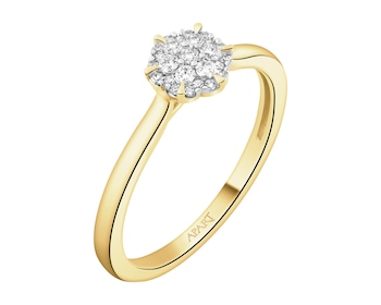 Pierścionek z żółtego złota z diamentami - 0,13 ct - próba 585