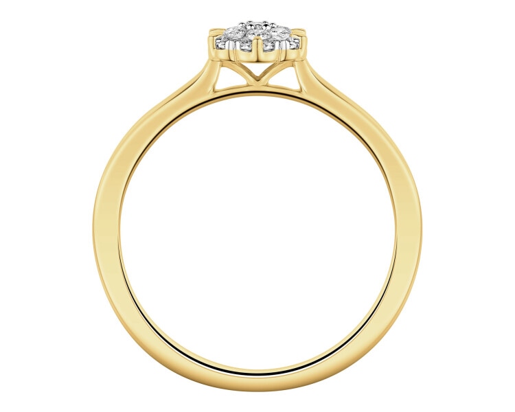 Pierścionek z żółtego złota z diamentami - 0,13 ct - próba 585