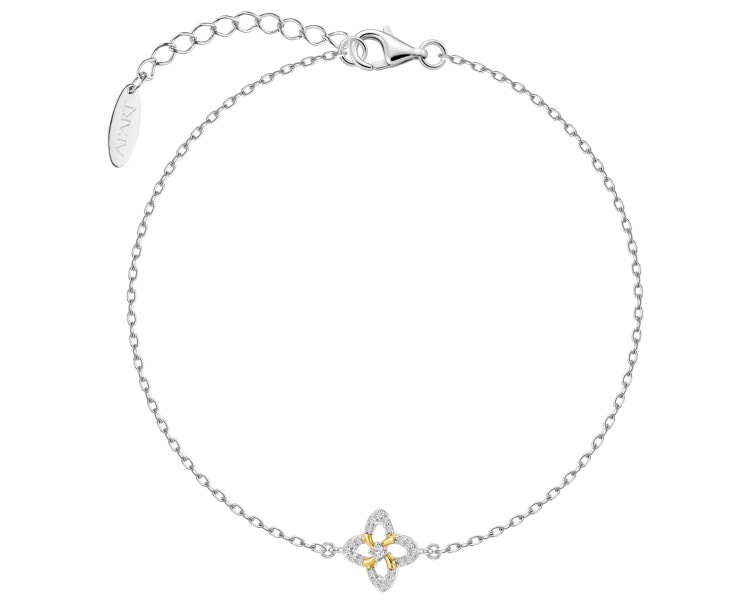 Bransoletka srebrna z diamentami laboratoryjnymi - 0,113 ct