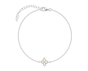 Bransoletka srebrna z diamentami laboratoryjnymi - 0,113 ct