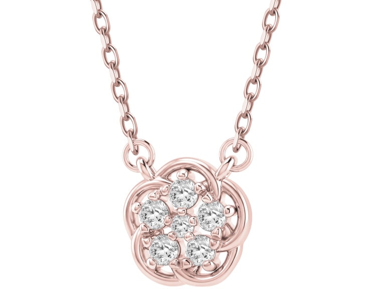 Naszyjnik srebrny z diamentami laboratoryjnymi - kwiat - 0,12 ct