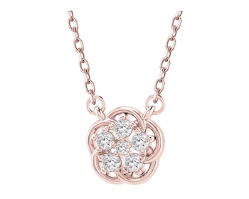 Naszyjnik srebrny z diamentami laboratoryjnymi - kwiat - 0,12 ct