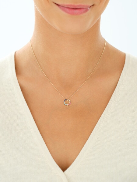9 K Yellow Gold Necklace with Cubic Zirconia