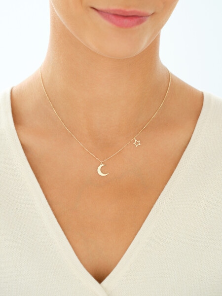 9 K Yellow Gold Necklace with Cubic Zirconia