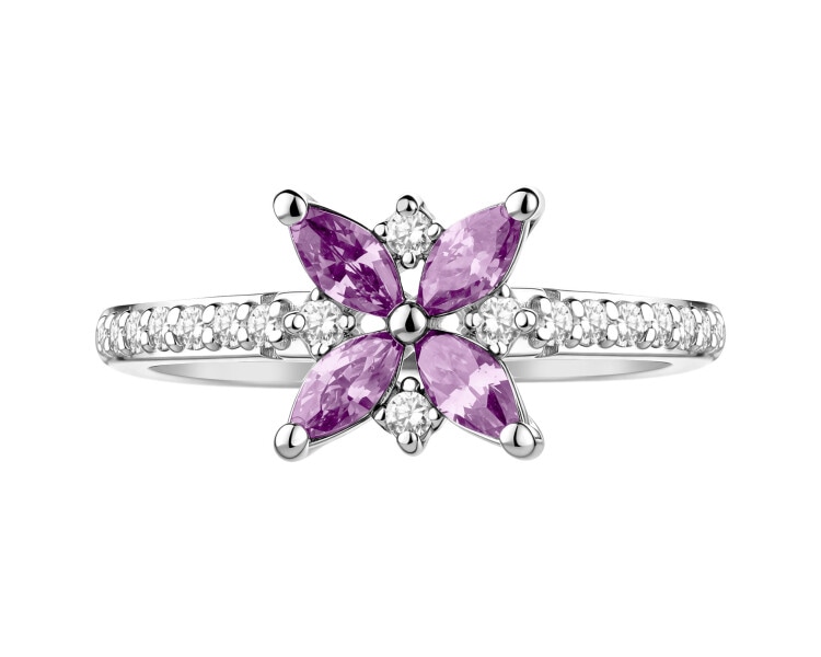 Rhodium Plated Silver Ring with Cubic Zirconia