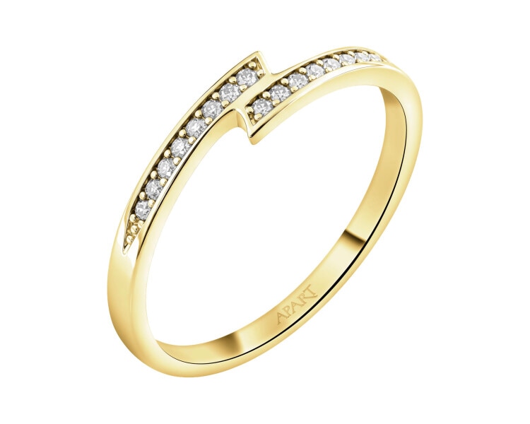 9 K Yellow Gold Band Ring with Cubic Zirconia