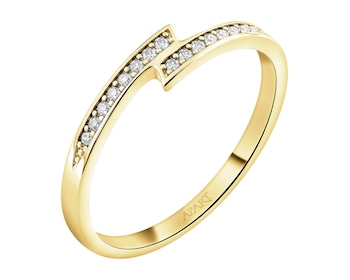 9 K Yellow Gold Band Ring with Cubic Zirconia