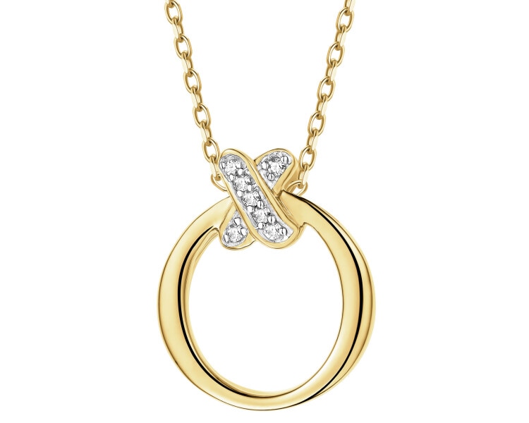 Zawieszka z żółtego złota z diamentami - koło - 0,01 ct - próba 375