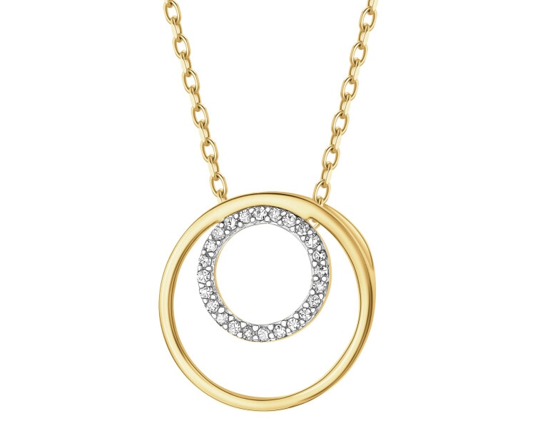 Zawieszka z żółtego złota z diamentami - koła - 0,03 ct - próba 585