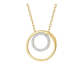 Zawieszka z żółtego złota z diamentami - koła - 0,03 ct - próba 585