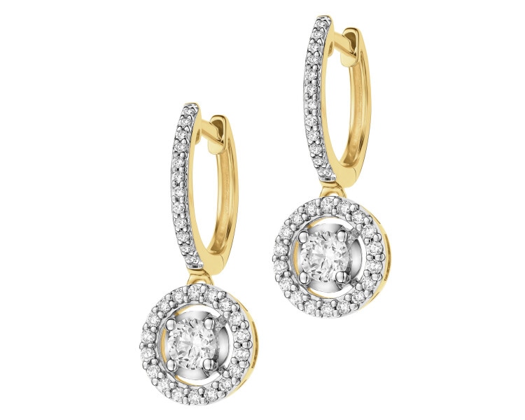 Kolczyki z żółtego złota z brylantami - 0,61 ct - próba 585
