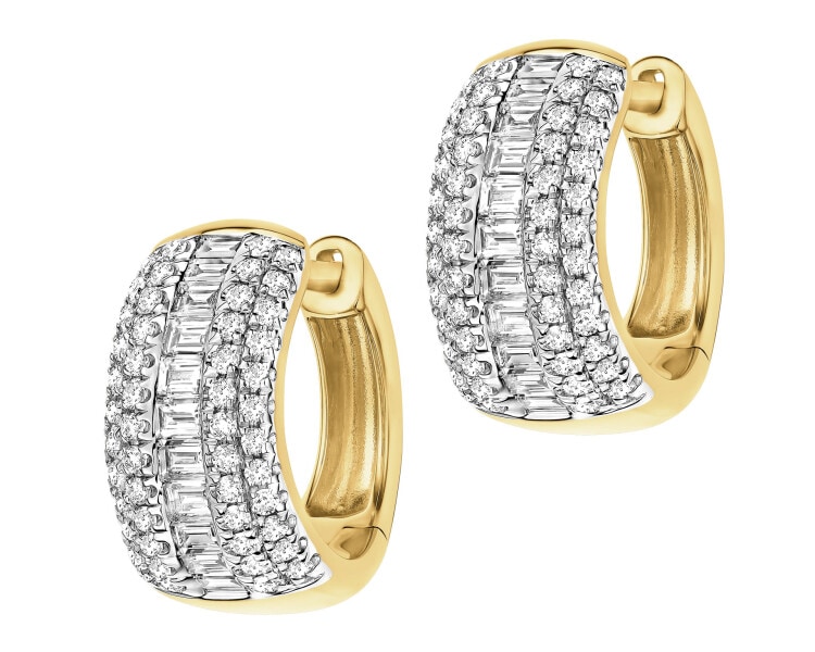 Kolczyki z żółtego złota z diamentami - koła - 0,66 ct - próba 585