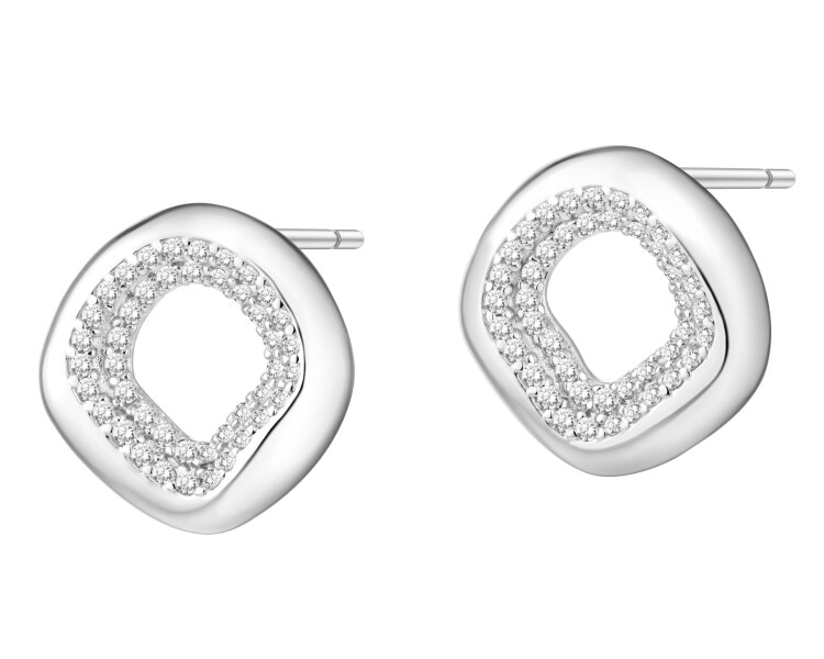 Rhodium Plated Silver Earrings with Cubic Zirconia