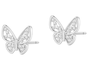Rhodium Plated Silver Earrings with Cubic Zirconia