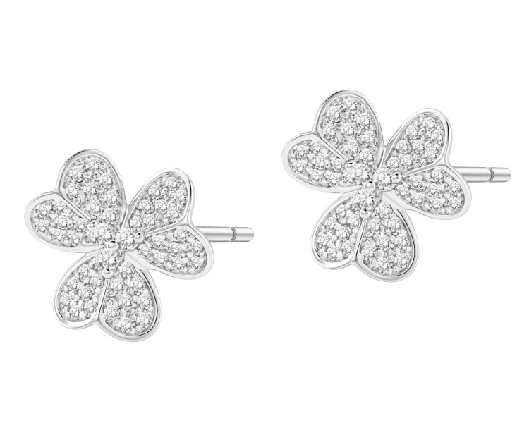 Rhodium Plated Silver Earrings with Cubic Zirconia