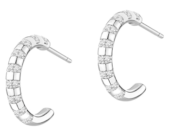 Rhodium Plated Silver Earrings with Cubic Zirconia