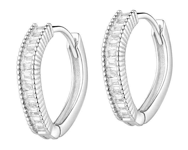 Rhodium Plated Silver Earrings with Cubic Zirconia