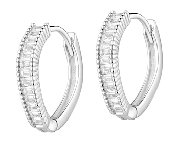 Rhodium Plated Silver Earrings with Cubic Zirconia
