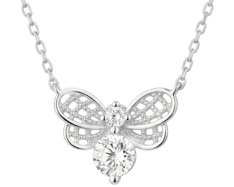 Rhodium Plated Silver Necklace with Cubic Zirconia