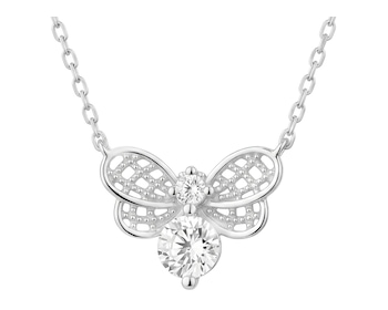 Rhodium Plated Silver Necklace with Cubic Zirconia