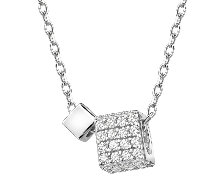 Rhodium Plated Silver Necklace with Cubic Zirconia