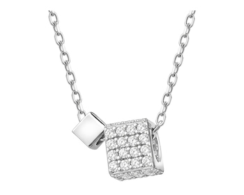 Rhodium Plated Silver Necklace with Cubic Zirconia