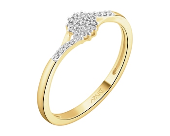Pierścionek z żółtego złota z diamentami - 0,06 ct - próba 585