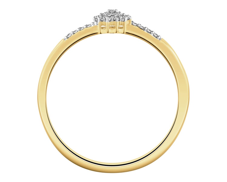 Pierścionek z żółtego złota z diamentami - 0,06 ct - próba 585