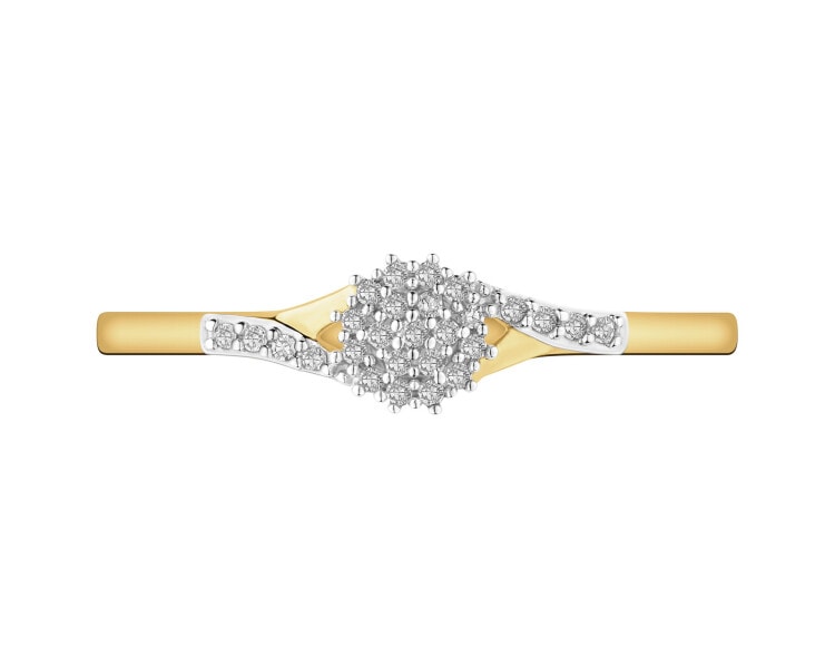 Pierścionek z żółtego złota z diamentami - 0,06 ct - próba 585