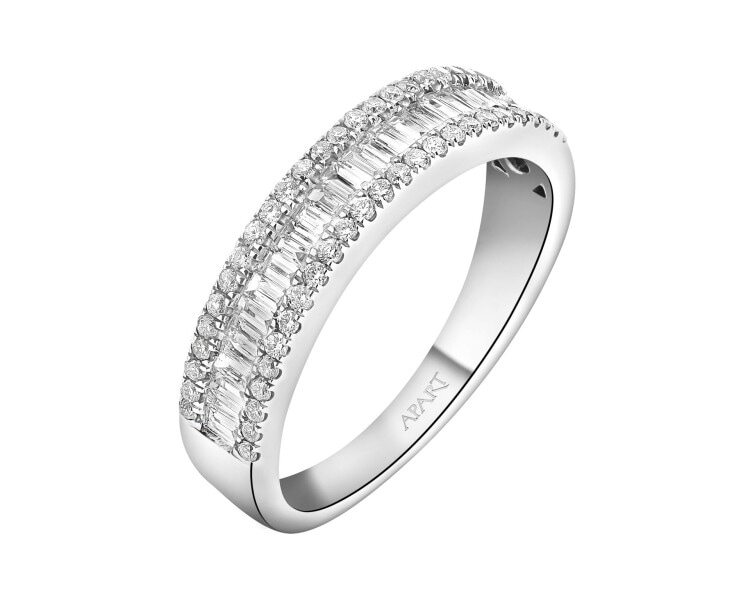 Pierścionek z białego złota z diamentami - 0,59 ct - próba 750