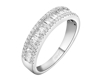 Pierścionek z białego złota z diamentami - 0,59 ct - próba 750