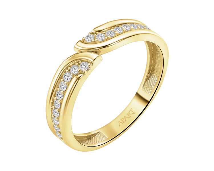 9 K Yellow Gold Band Ring with Cubic Zirconia