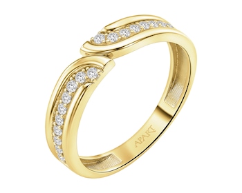 9 K Yellow Gold Band Ring with Cubic Zirconia