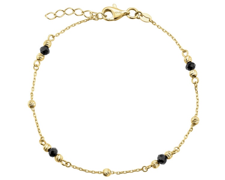 9 K Yellow Gold Bracelet with Synthetic Onyx
