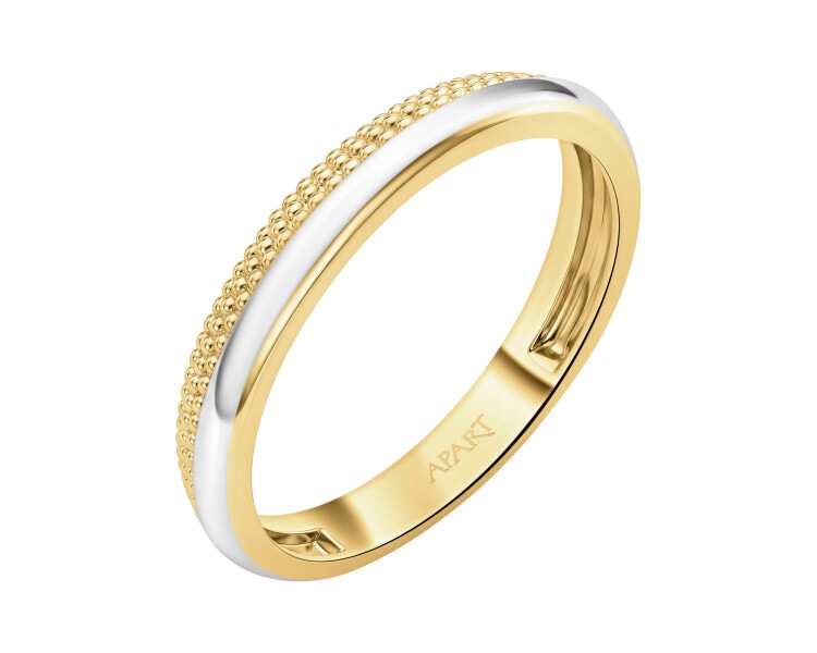 9 K Rhodium-Plated Yellow Gold Band Ring