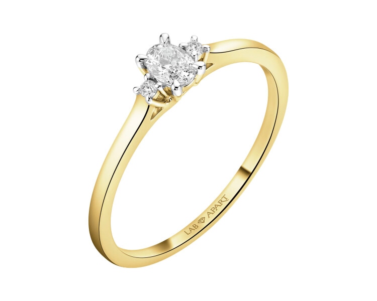 Pierścionek z żółtego złota z diamentami laboratoryjnymi - 0,17 ct - próba 585