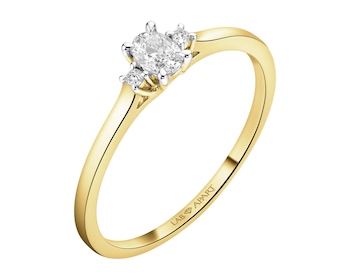 Pierścionek z żółtego złota z diamentami laboratoryjnymi - 0,17 ct - próba 585