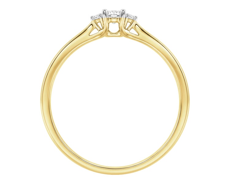 Pierścionek z żółtego złota z diamentami laboratoryjnymi - 0,17 ct - próba 585