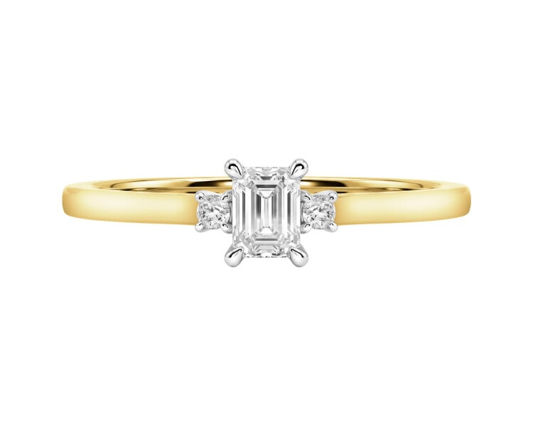 Pierścionek z żółtego złota z diamentami laboratoryjnymi - 0,27 ct - próba 585