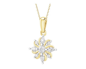 Zawieszka z żółtego złota z diamentem - kwiat - 0,005 ct - próba 375