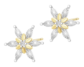Kolczyki z żółtego złota z diamentami - gwiazdy - 0,01 ct - próba 375