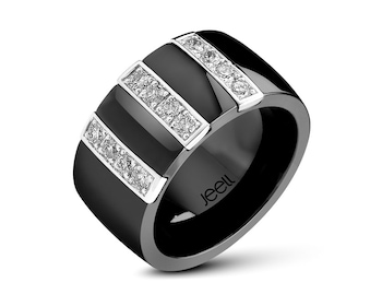 Ceramic and white gold ring with brilliants 0,41 ct - fineness 18 K