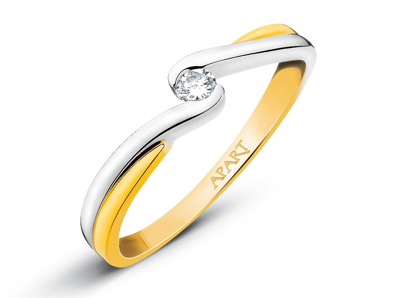 Prsten ze žlutého zlata s briliantem 0,06 ct - ryzost 585