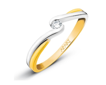 Yellow gold ring with brilliant 0,06 ct - fineness 14 K