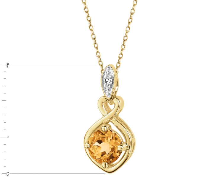 Yellow gold pendant with diamond and citrine - fineness 9 K