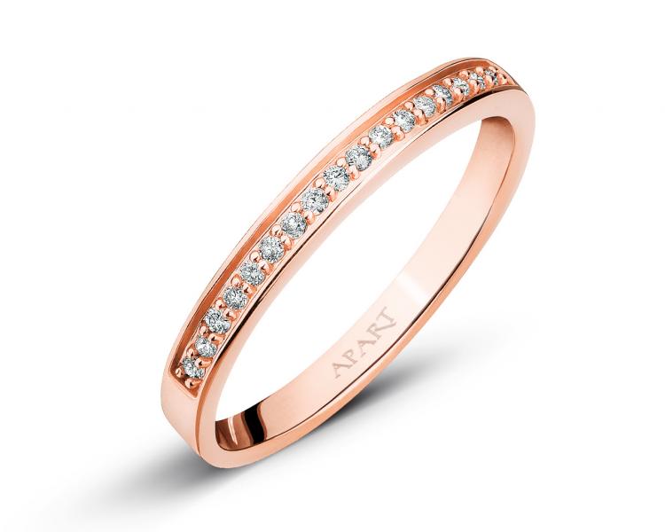 Rose gold ring with brilliants 0,10 ct - fineness 14 K