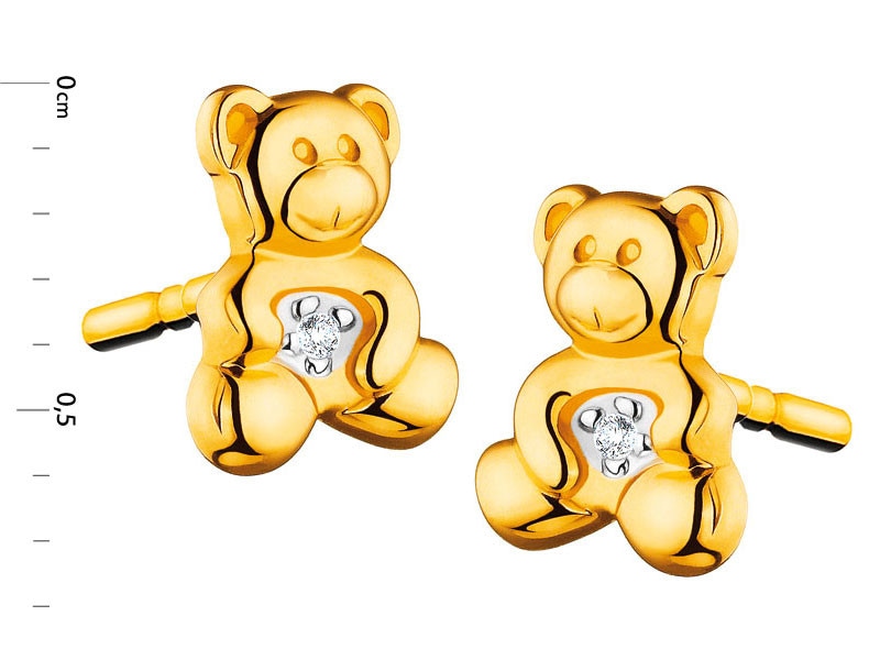 Yellow gold earrings with diamonds 0,004 ct - fineness 14 K