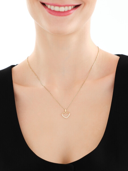 Złota zawieszka z cyrkoniami - serce