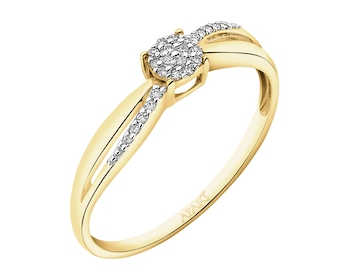 Yellow gold ring with diamonds - 0,04 ct - fineness 9 K